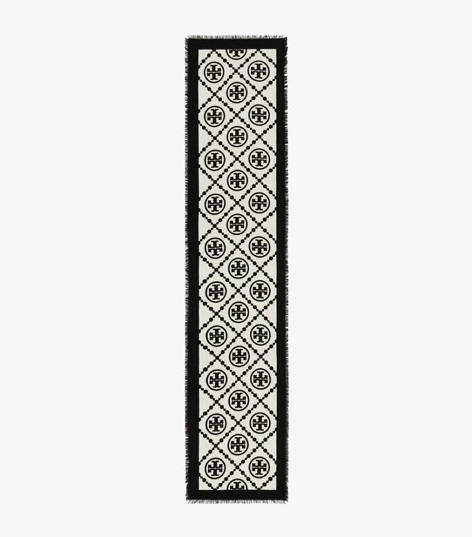 T Monogram Bordürlü Dikdörtgen Eşarp T Monogram Bordürlü Dikdörtgen Eşarp