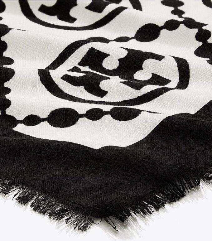T Monogram Bordürlü Dikdörtgen Eşarp T Monogram Bordürlü Dikdörtgen Eşarp