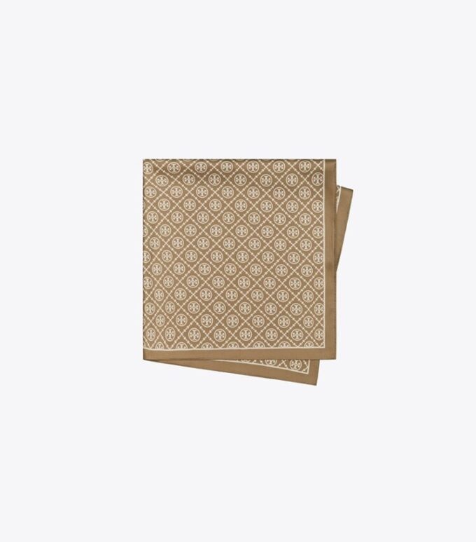 T Monogram Çift Taraflı İpek Kare Eşarp T Monogram Çift Taraflı İpek Kare Eşarp