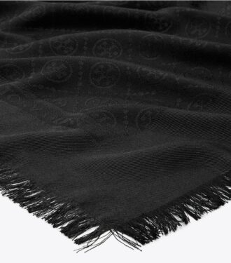 T Monogram Jakarlı Seyahat Eşarp T Monogram Jakarlı Seyahat Eşarp