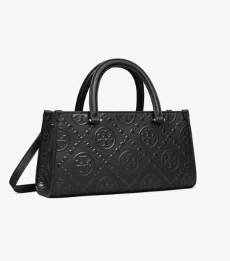 T Monogram Kabartmalı Küçük Doğu-Batı Tote