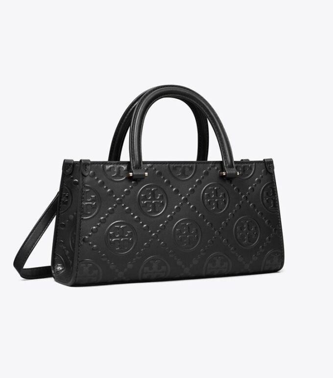 T Monogram Kabartmalı Küçük Doğu-Batı Tote