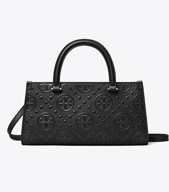 T Monogram Kabartmalı Küçük Doğu-Batı Tote