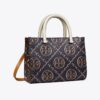 T Monogram Kontrast Kabartmalı Üst Saplı Tote Çanta T Monogram Kontrast Kabartmalı Üst Saplı Tote Çanta