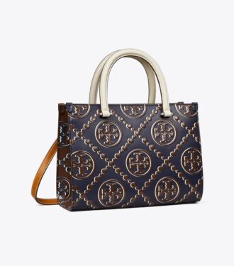 T Monogram Kontrast Kabartmalı Üst Saplı Tote Çanta