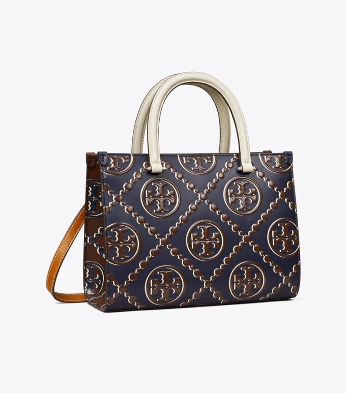 T Monogram Kontrast Kabartmalı Üst Saplı Tote Çanta T Monogram Kontrast Kabartmalı Üst Saplı Tote Çanta