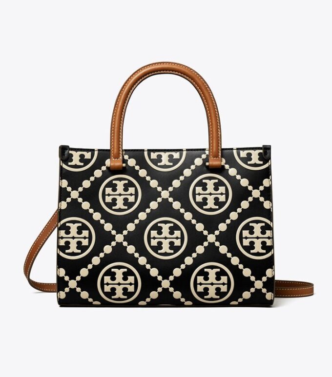 T Monogram Kontrast Kabartmalı Üst Saplı Tote Çanta T Monogram Kontrast Kabartmalı Üst Saplı Tote Çanta