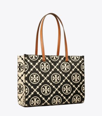 T Monogram Kontrast Kabartmalı Tote