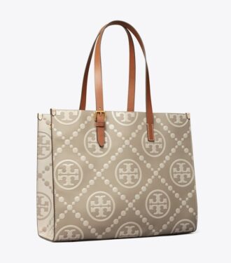 T Monogram Kontrast Kabartmalı Tote