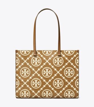 T Monogram Kontrast Kabartmalı Tote