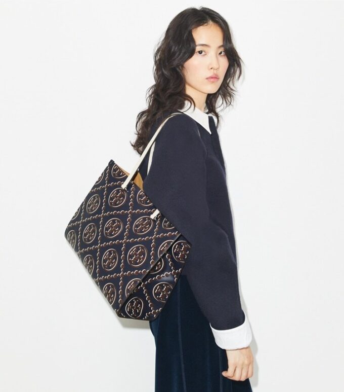 T Monogram Kontrast Kabartmalı Tote T Monogram Kontrast Kabartmalı Tote
