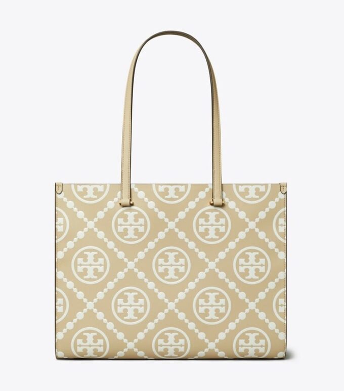 T Monogram Kontrast Kabartmalı Tote