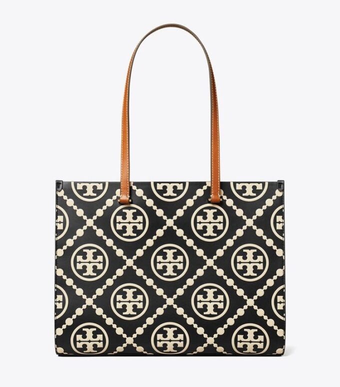 T Monogram Kontrast Kabartmalı Tote