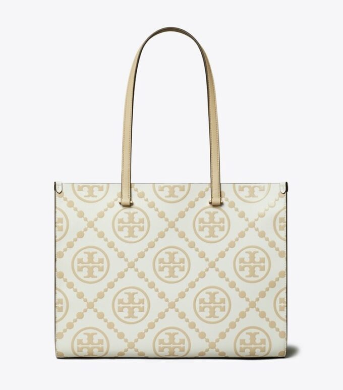 T Monogram Kontrast Kabartmalı Tote