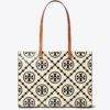 T Monogram Kontrast Kabartmalı Tote
