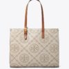 T Monogram Kontrast Kabartmalı Tote