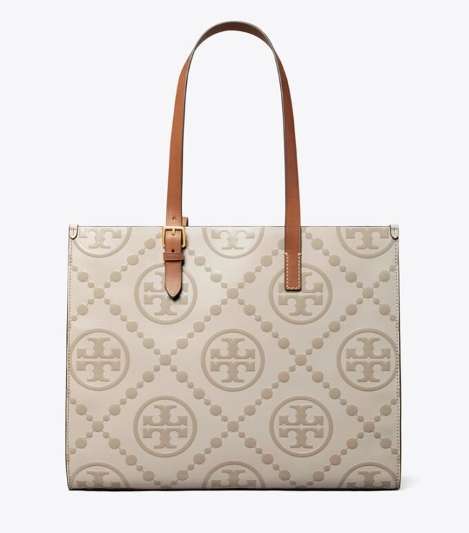 T Monogram Kontrast Kabartmalı Tote