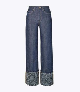 T Monogram Kontrast Manşet Düz Paça Jean