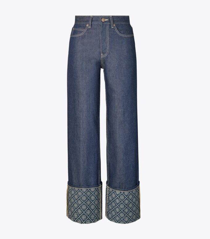 T Monogram Kontrast Manşet Düz Paça Jean T Monogram Kontrast Manşet Düz Paça Jean