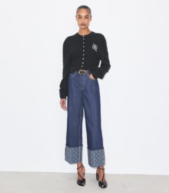 T Monogram Kontrast Manşet Düz Paça Jean