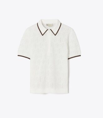 T Monogram Pamuklu Pointelle Fermuarlı Polo