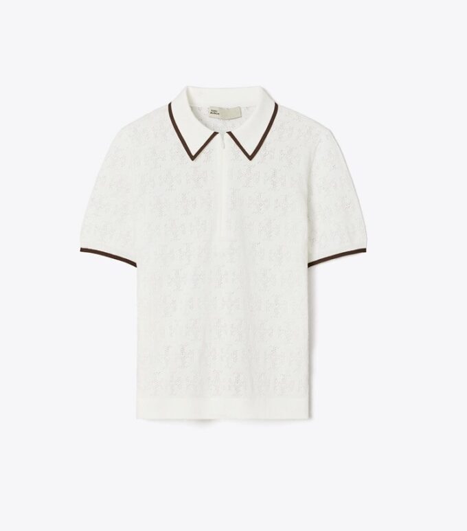 T Monogram Pamuklu Pointelle Fermuarlı Polo T Monogram Pamuklu Pointelle Fermuarlı Polo