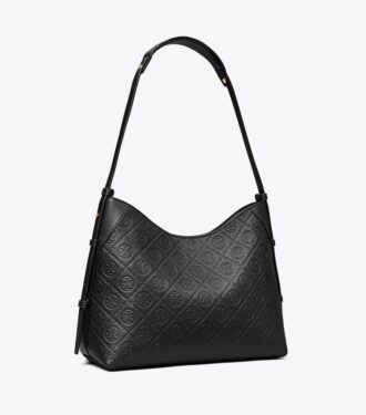 T Monogram Pebbled Messenger Çanta