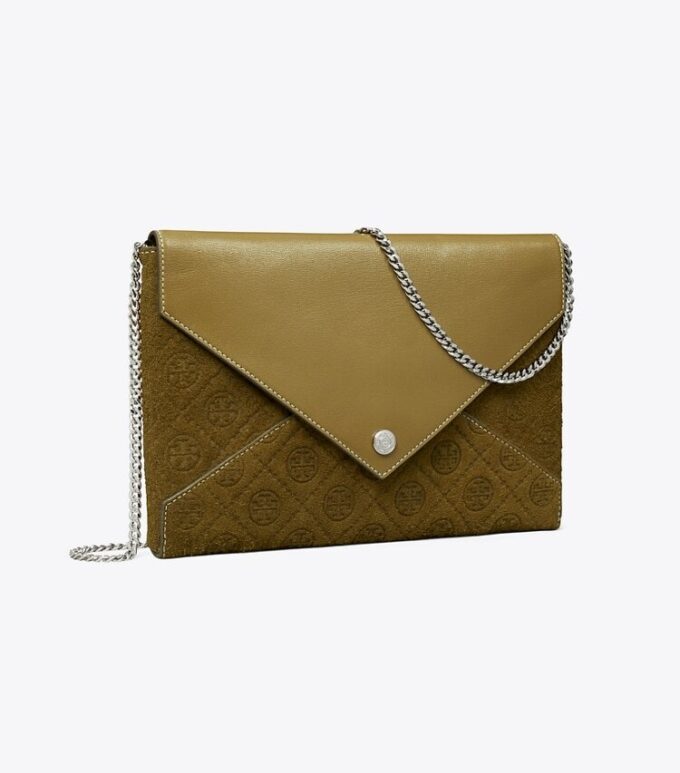 T Monogram Süet Zincirli Zarf Çanta T Monogram Süet Zincirli Zarf Çanta
