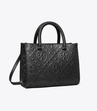 T Monogram Üst Saplı Kabartmalı Tote