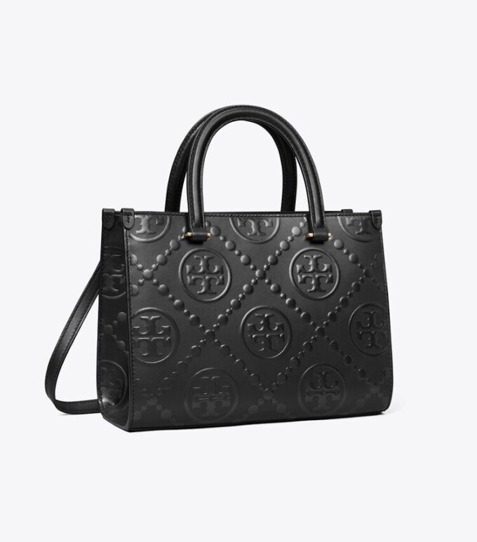 T Monogram Üst Saplı Kabartmalı Tote T Monogram Üst Saplı Kabartmalı Tote