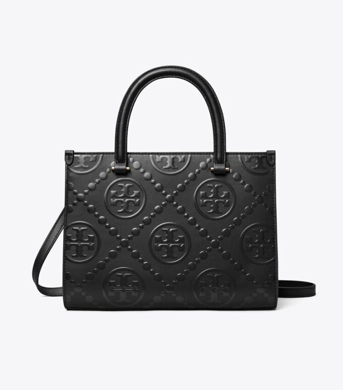 T Monogram Üst Saplı Kabartmalı Tote T Monogram Üst Saplı Kabartmalı Tote