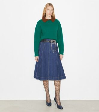 Pileli Denim Etek